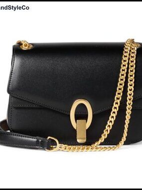 Faux Leather Chain Shoulder Bag Adjustable Strap Metal Lock Small